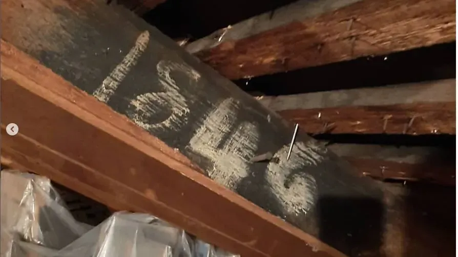 “1846” painted on a beam in the attic of the ell.  