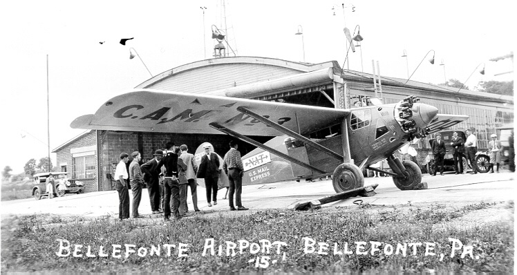 Airmail pilots refueling in Bellefonte flew a variety of planes. (Frerd D. Smith Collection)