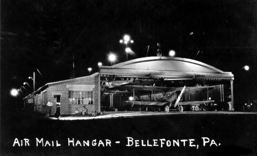 The airmail hangar in Bellefonte housed planes making the trip between New York and Chicago. (Fred Smith Collection)