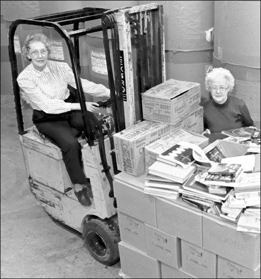 Book donations are accepted throughout the year and stored until the annual sale. (AAUW photograph)