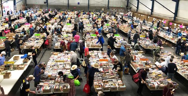 Since 1999, the book sale has been held at Penn State's Snyder Ag Arena. (AAUW photograph)