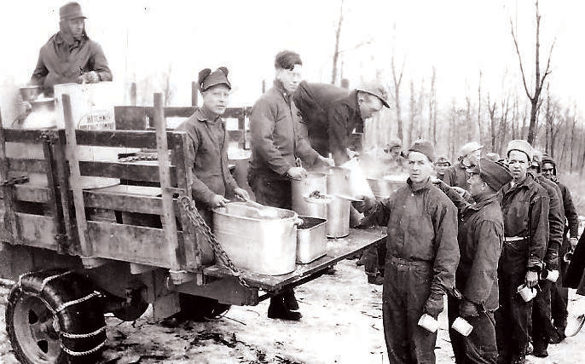 Enrollees in the field were often served lunch the back of ‘chow-trucks'