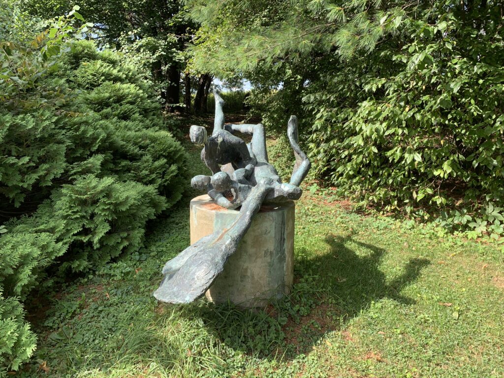 The gardens of Rhoneymeade are home to sculptures of various materials. (Centre County Historical Society)