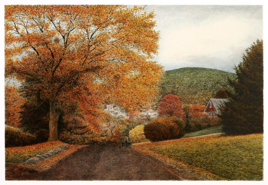 Harold Altman's lithographs include images of Centre County, including "Trio Lemont."
