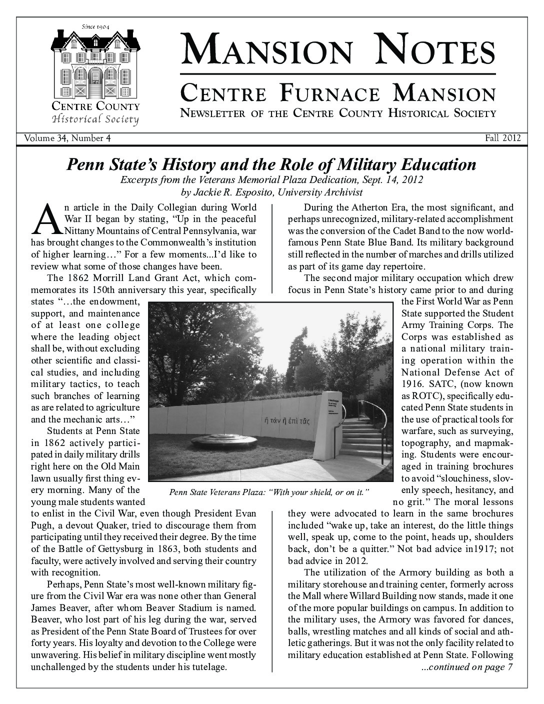 Mansion Notes Fall 2012