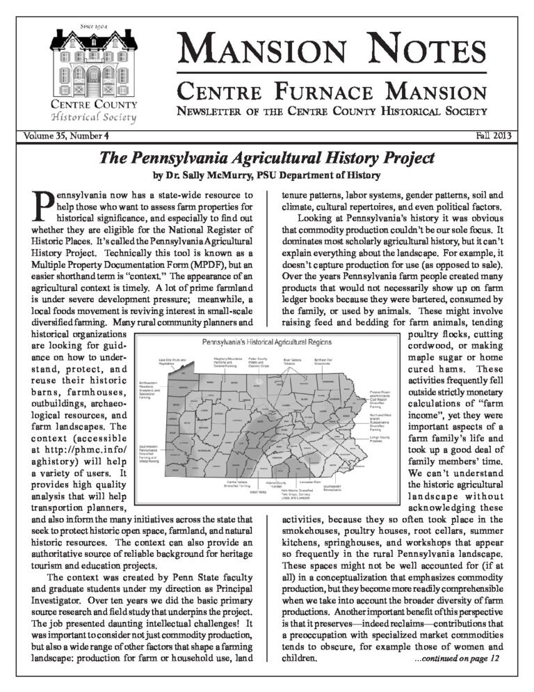 Mansion Notes Fall 2013