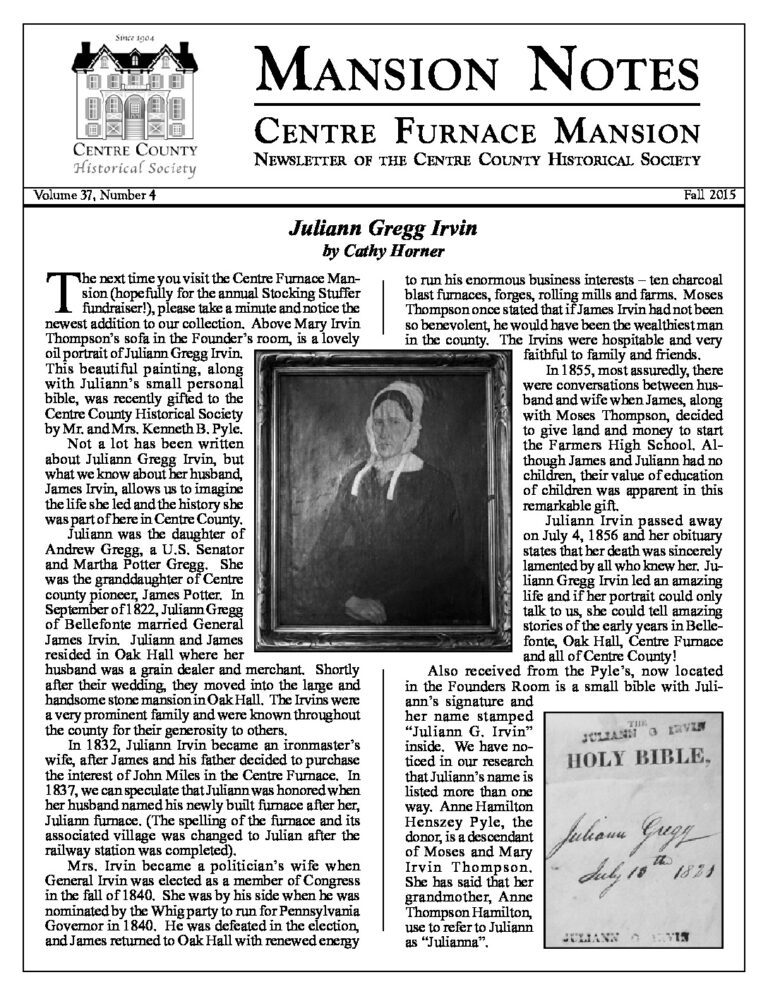 Mansion Notes Fall 2015