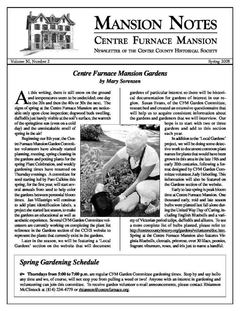Mansion Notes Spring 2008