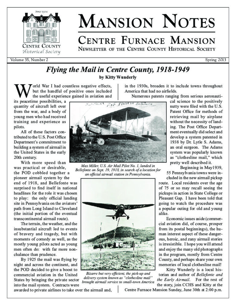 Mansion Notes Spring 2013