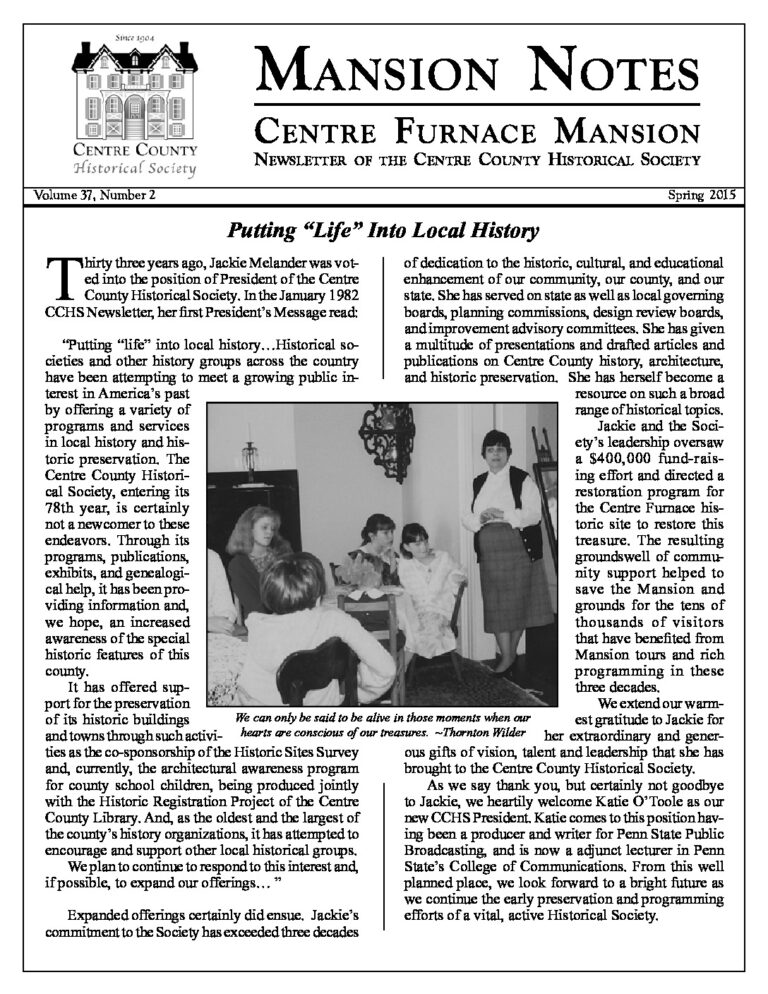 Mansion Notes Spring 2015