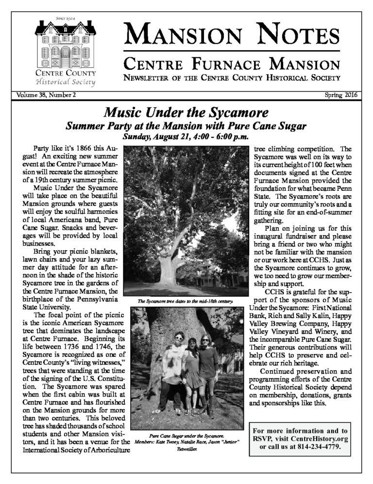 Mansion Notes Spring 2016