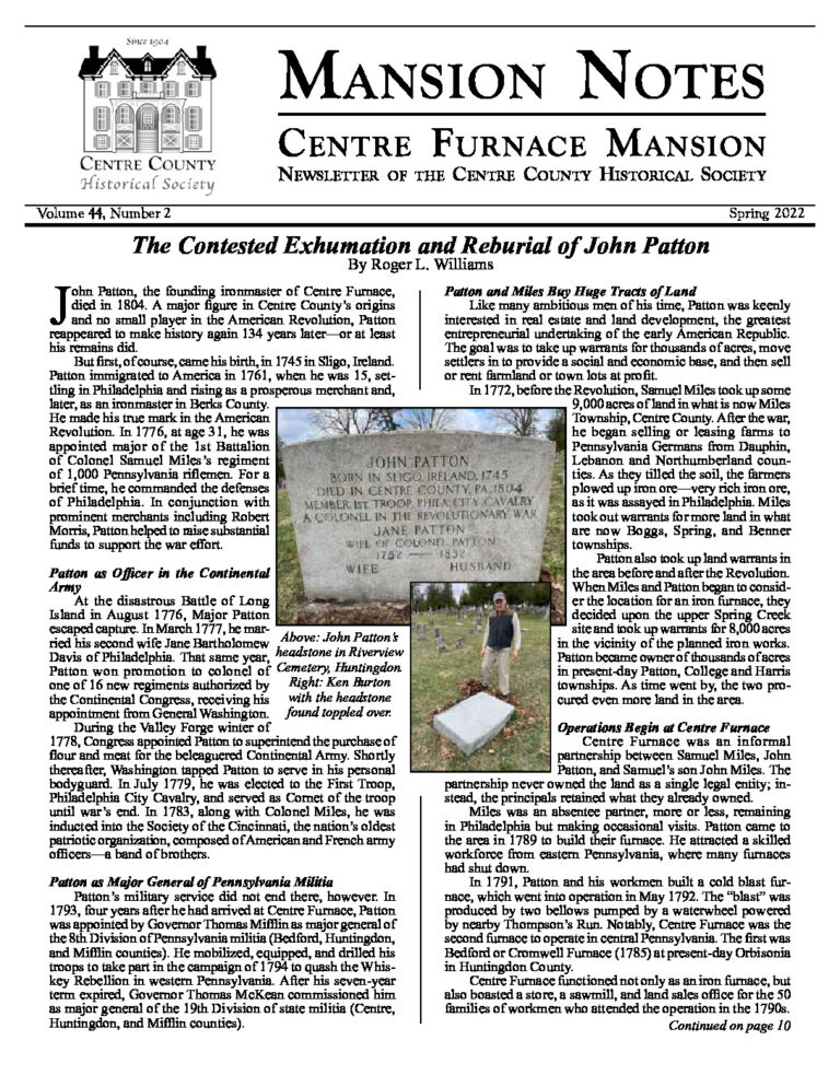 Mansion Notes Spring 2022