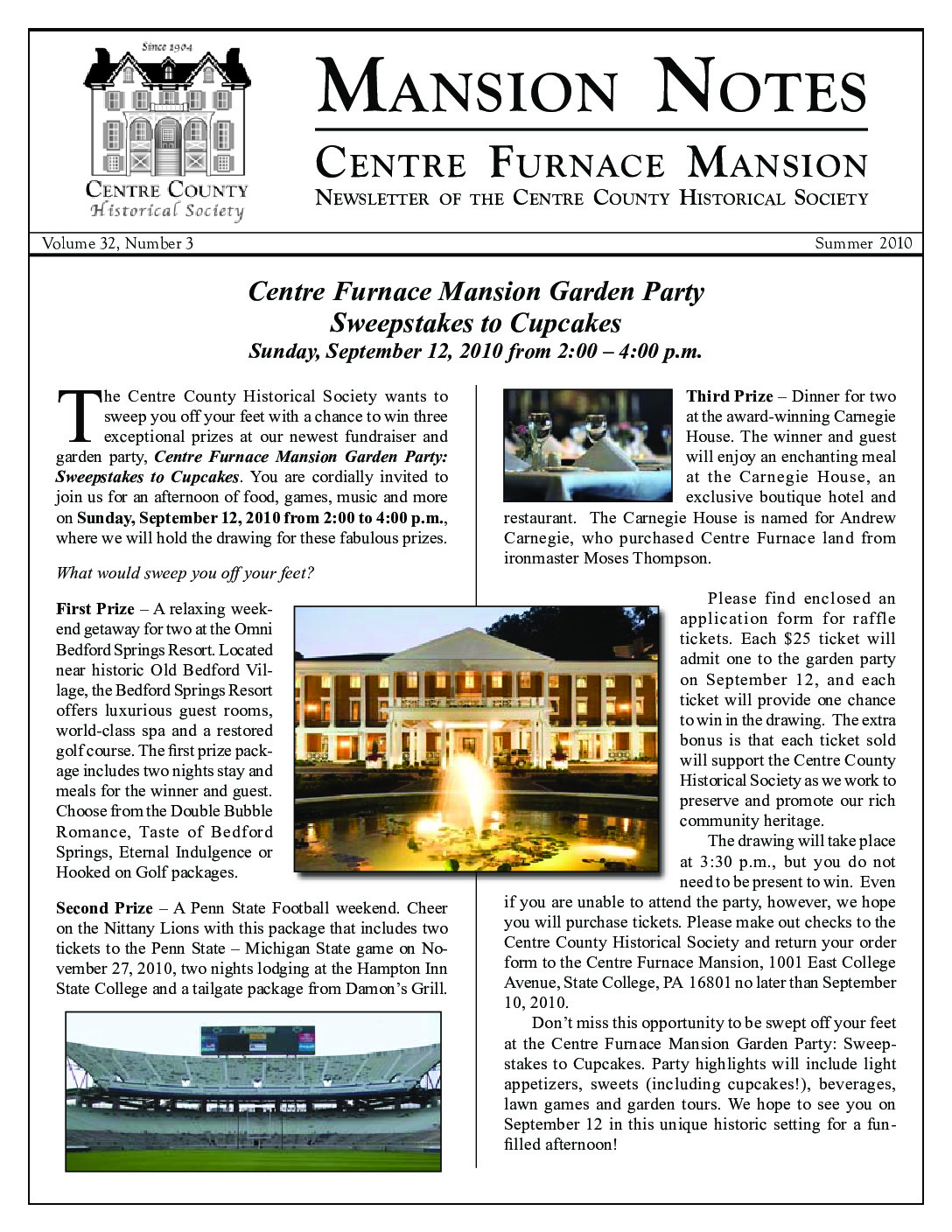 Mansion Notes Summer 2010