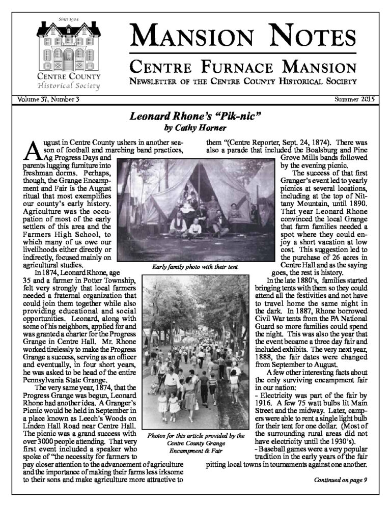 Mansion Notes Spring 2015