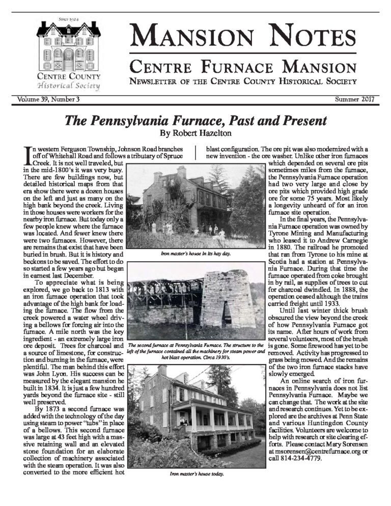 Mansion Notes Summer 2017