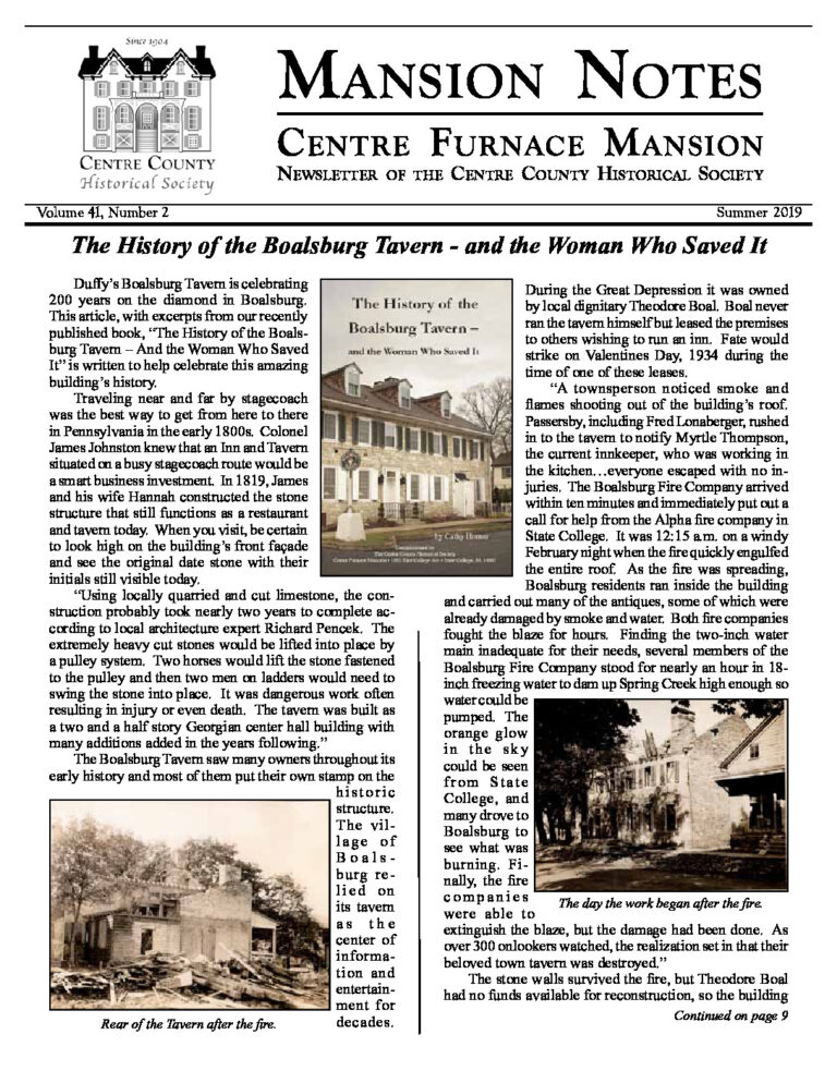 Mansion Notes Summer 2019