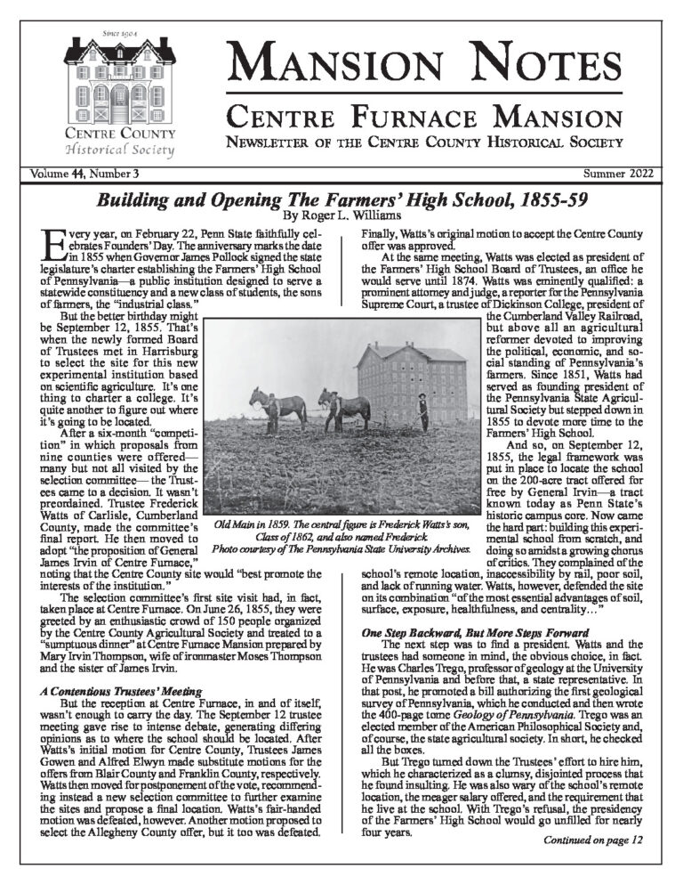 Mansion Notes Summer 2022