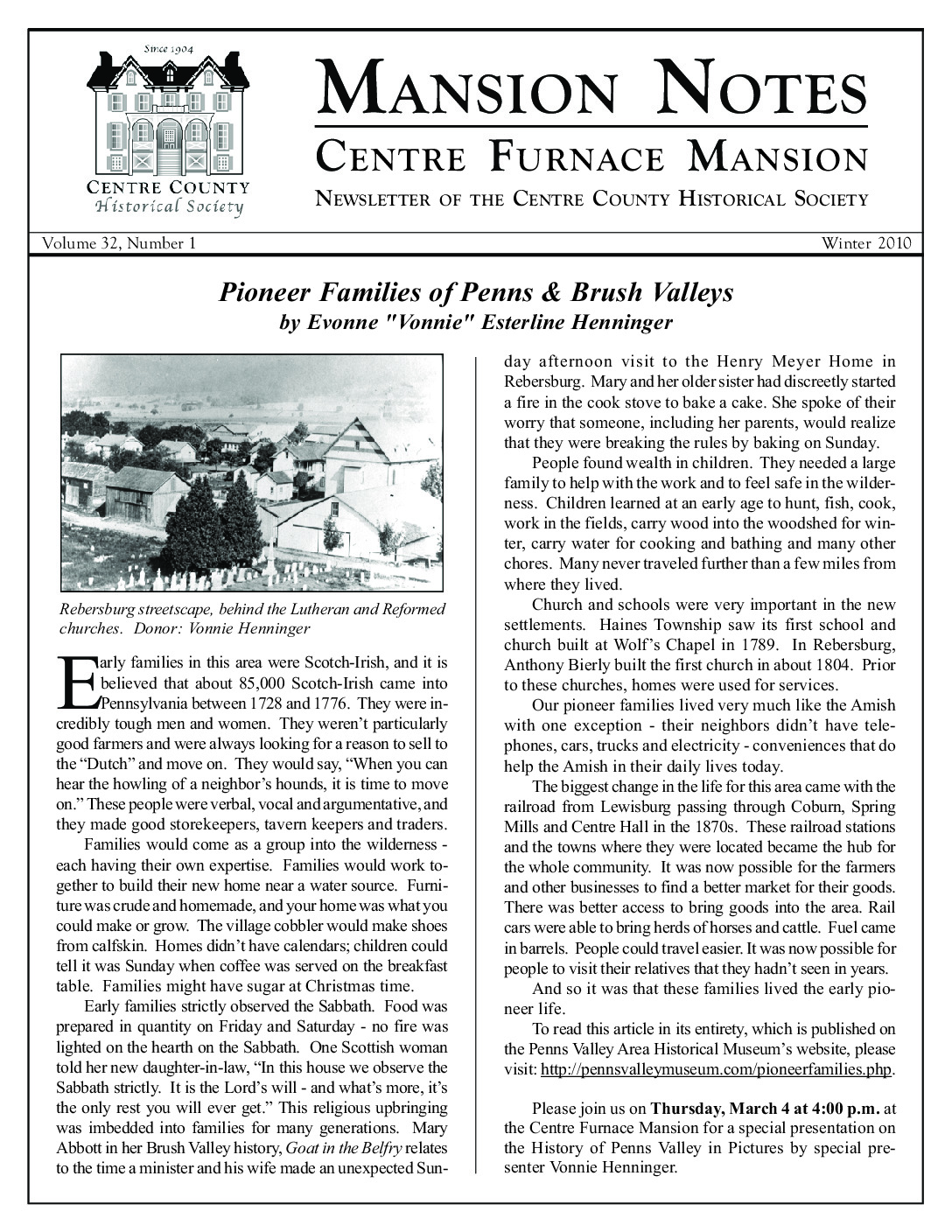 Mansion Notes Winter 2010