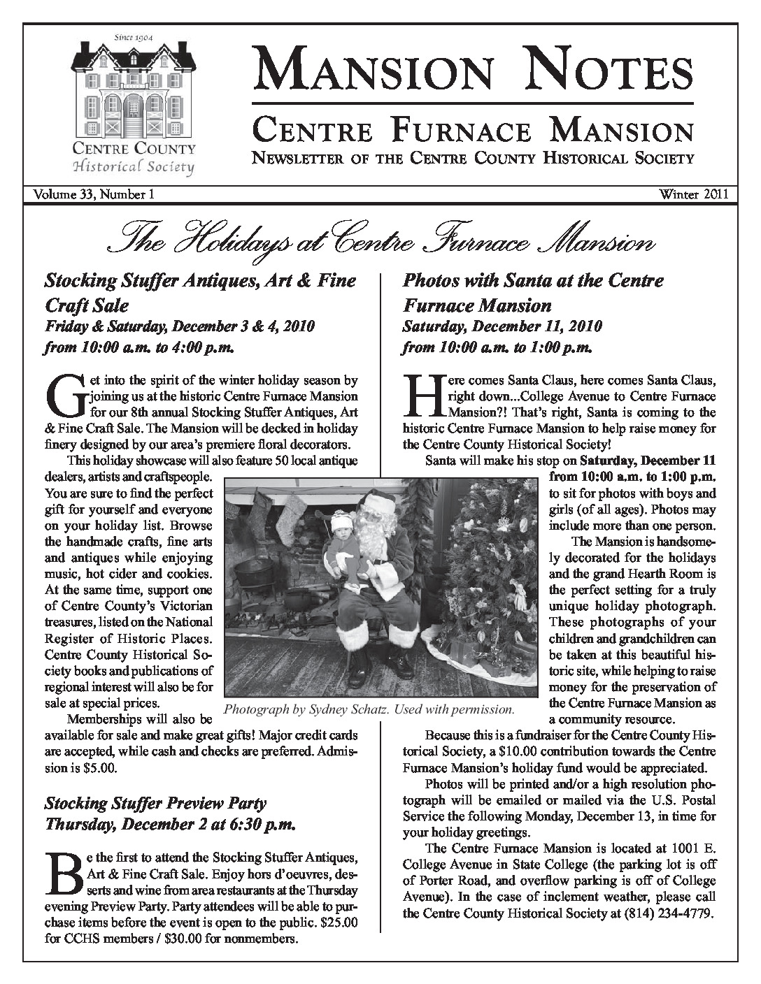 Mansion Notes Winter 2011