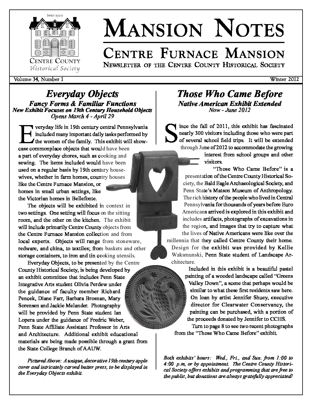 Mansion Notes Winter 2012