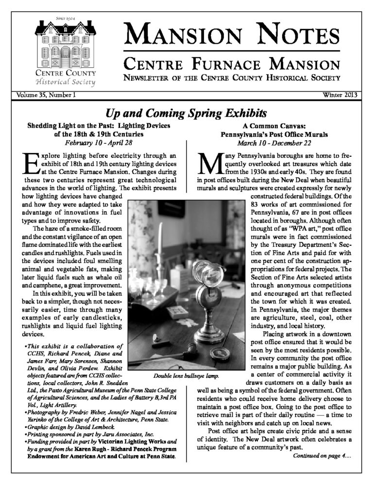 Mansion Notes Winter 2013
