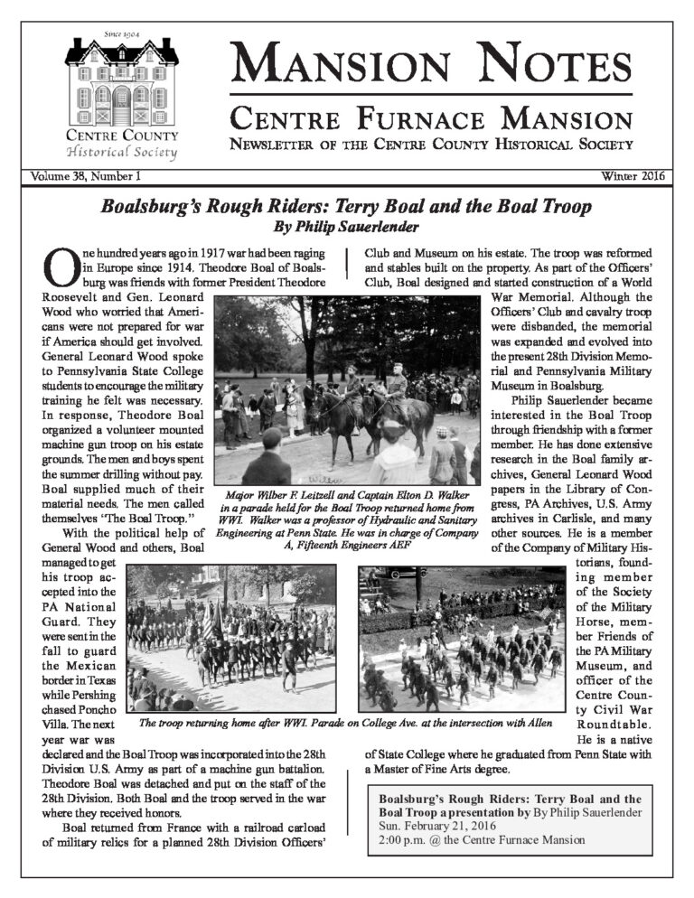 Mansion Notes Winter 2016