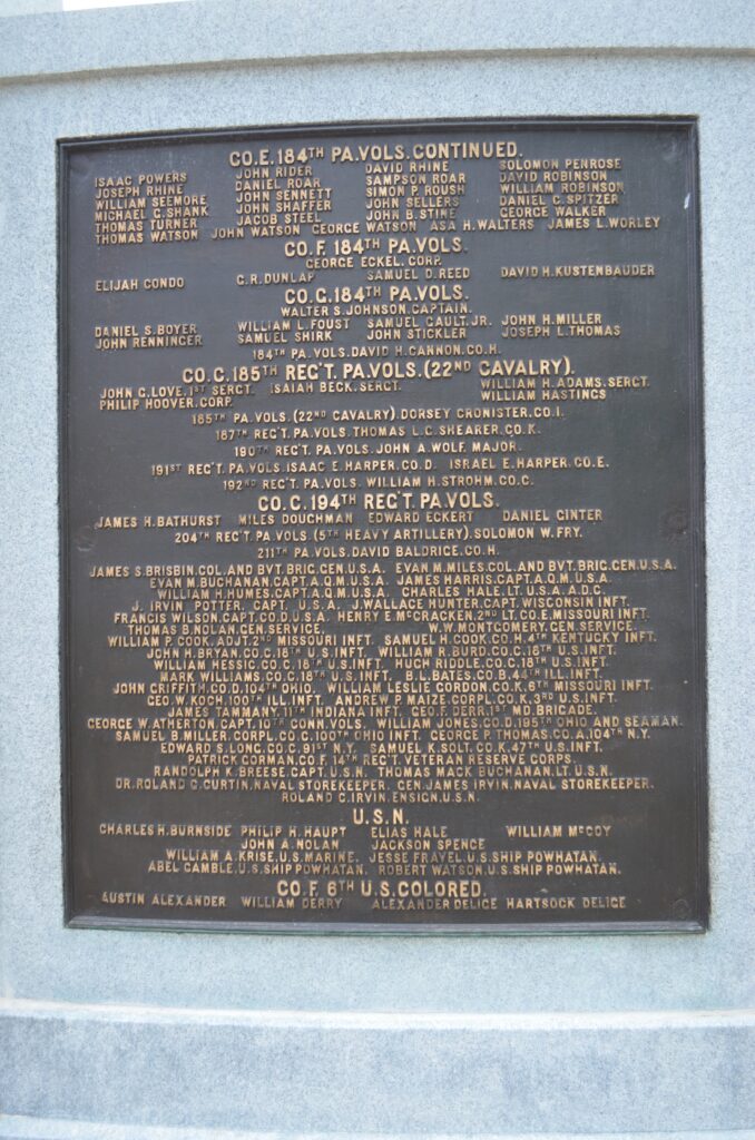 Many of the Centre County residents who fought in the Civil War are listed on the Soldiers and Sailors Memorial in
