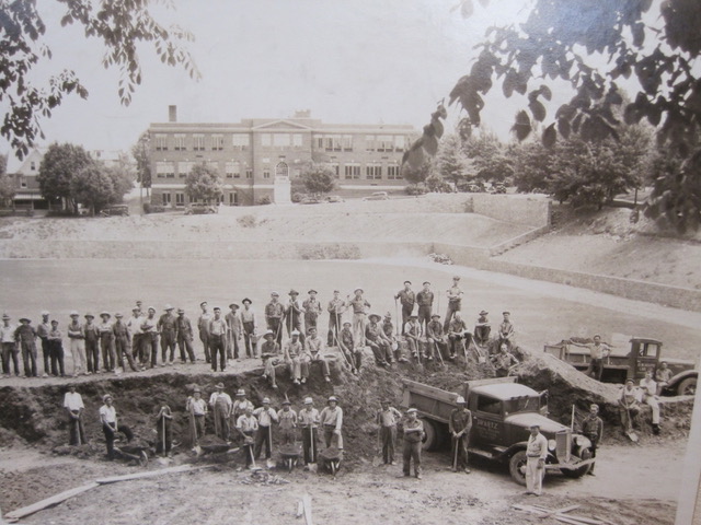 A Works Progress Administration crew building Memorial Field posed for a photograph. (State College Area School