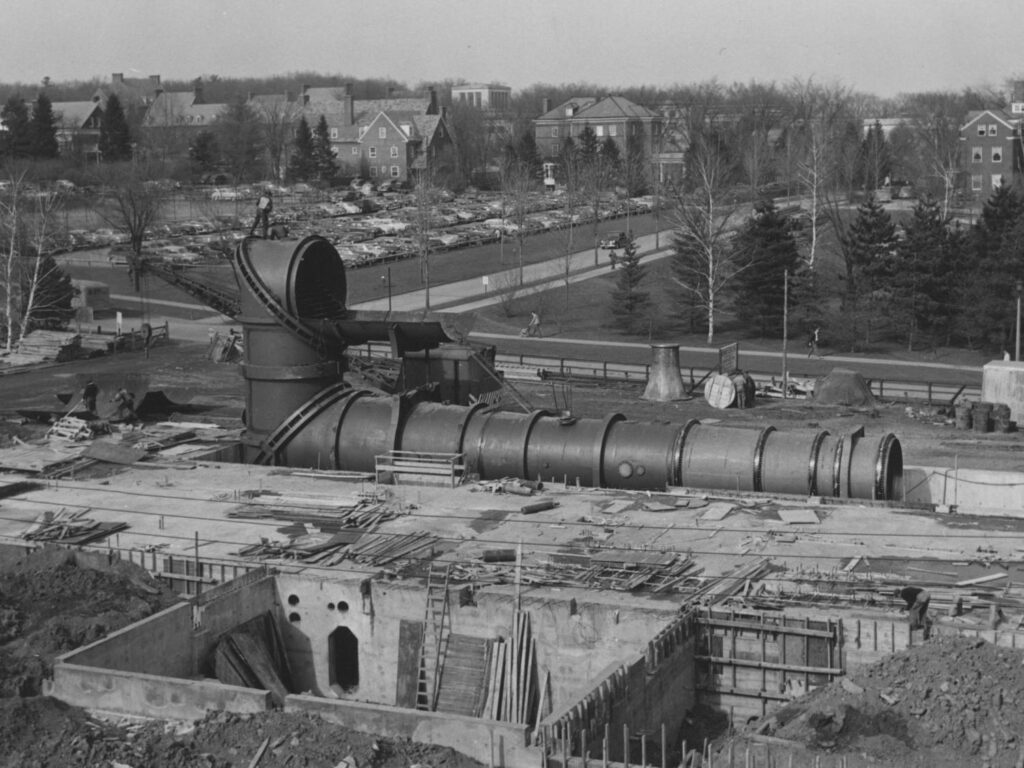 The Water Tunnel was assembled first and the building constructed around it. (Penn State Archives)